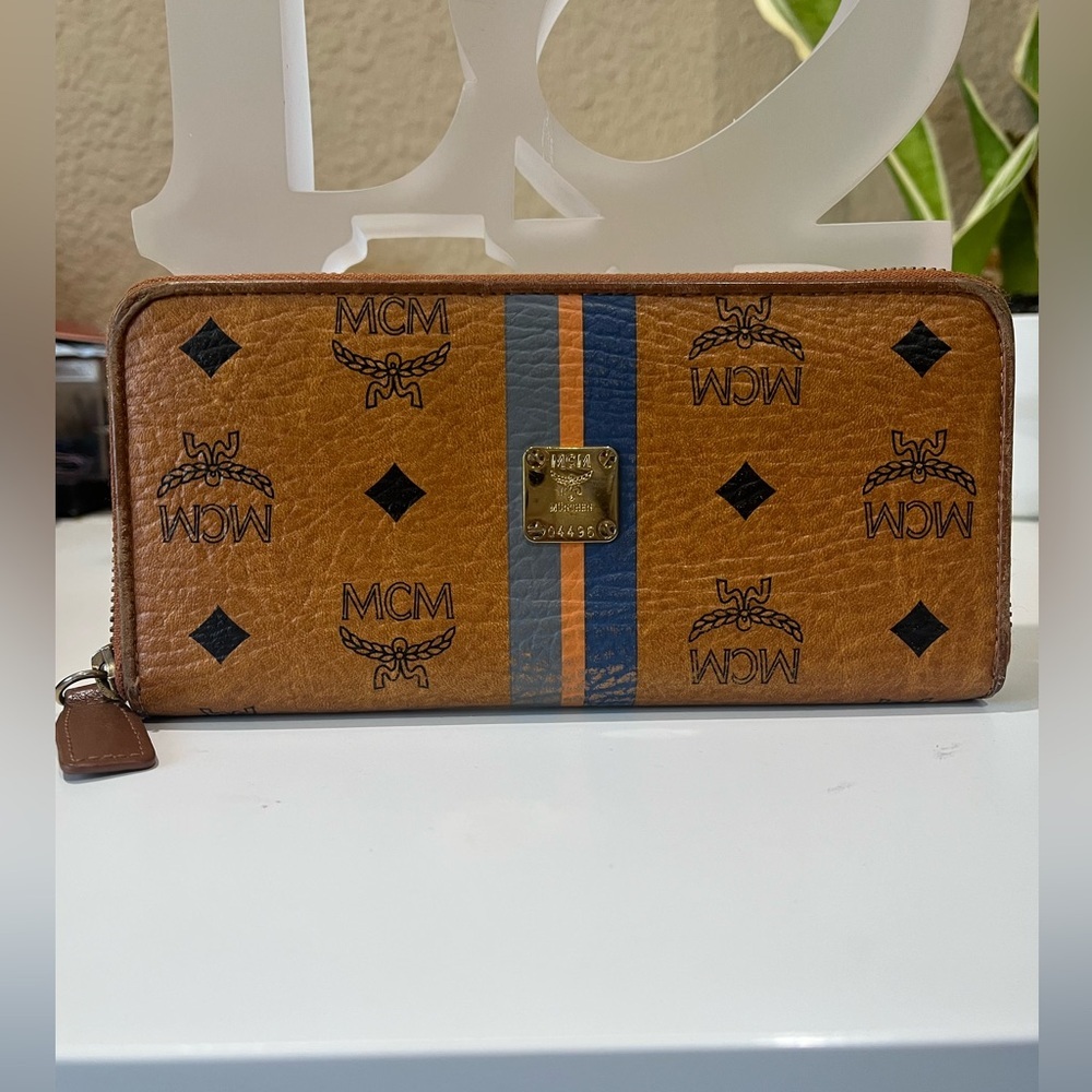 MCM Brown and Blue Stripes Wallet